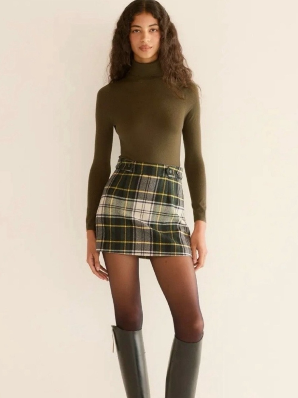 Doen Chiri Skirt Wool Plaid